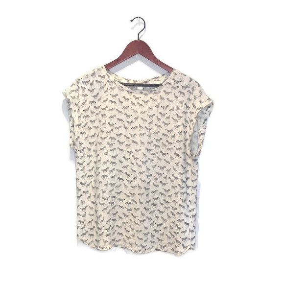 H&M cap sleeve blouse with zebra print, 8/ Medium - Picture 3 of 7